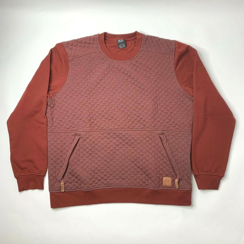 Oakley Mens XL‎ Quilted Long Sleeve Sweatshirt Sweater Red Pullover